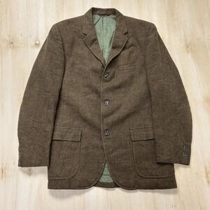 Vintage Botany 500 Blazer Mens 40 Brown Wool Tweed Sport Coat Jacket Classic